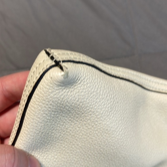 Gucci Cream Logo Zip Up Leather Suede Large Portfolio Pouch Clutch - Picture 4 of 16